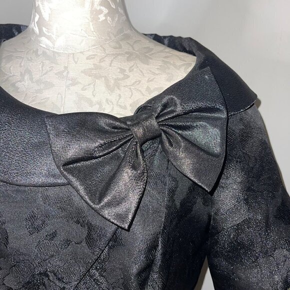 Victor Costa Dress And Jacket Set Size 6 Two Piece Black Floral Jacquard New - Picture 6 of 12